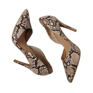 Express Snakeskin d'Orsay Pointed Toe Stiletto Pumps High Heels Womens 8 Neutral